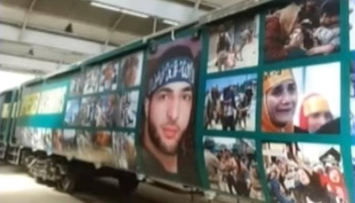 SHAMEFUL! Terrorist Burhan Wani&#039;s posters put up by Pakistan on walls of its &#039;Azadi Express&#039; train - WATCH 