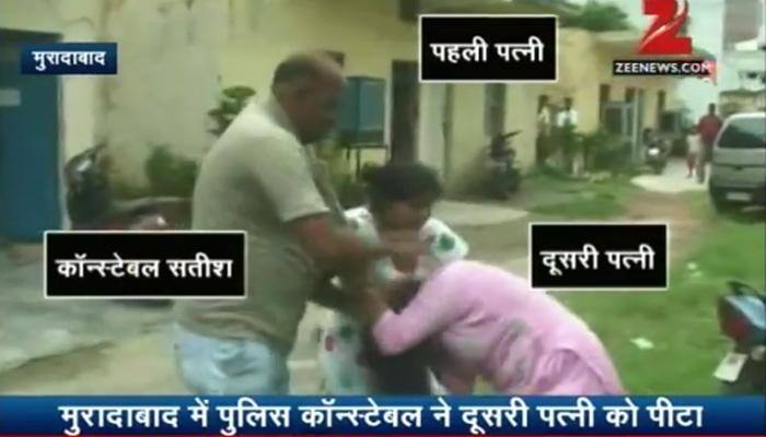Slaps, kicks, abuses and what not! Police constable, his 1st wife brutally thrash 2nd wife - WATCH