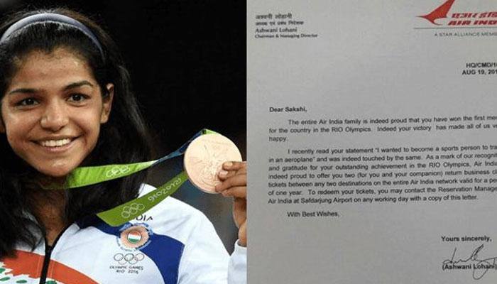 'Touched' by her desire to fly, Air India offers business class tickets to Sakshi Malik
