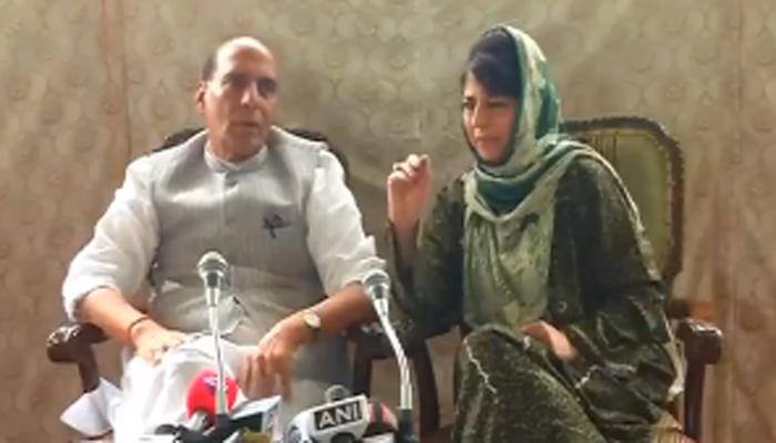 Rajnath Singh assures alternative to pellet guns in Kashmir; Mufti says stone-pelting, attacking security camps won&#039;t bring peace
