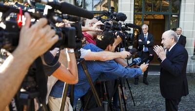 Michel Platini at sports court for Sepp Blatter appeal