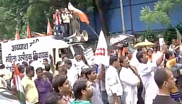 AAP 'sex CD' case: BJP protests outside Arvind Kejriwal's residence on Sandeep Kumar issue
