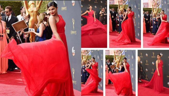 Priyanka Chopra keeps it &#039;simply red&#039; at Emmys red carpet