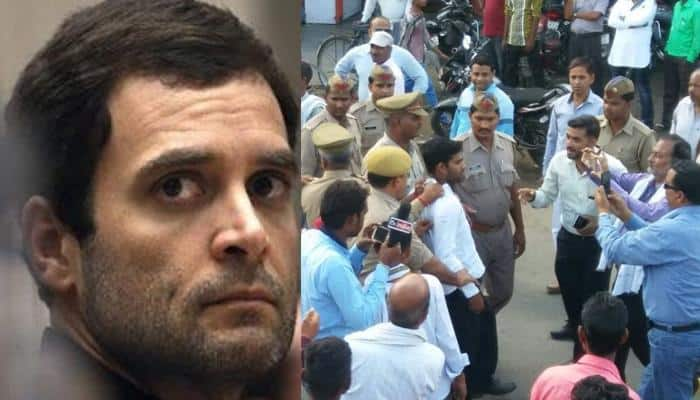 Shoe thrown at Congress vice-president Rahul Gandhi during &#039;Kisan Yatra&#039; in UP&#039;s Sitapur