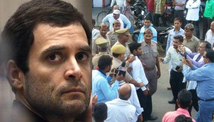 Shoe thrown at Congress vice-president Rahul Gandhi during 'Kisan Yatra' in UP's Sitapur