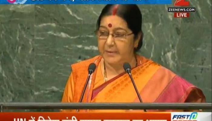 Sushma Swaraj&#039;s fitting reply to Pak terror at UN General Assembly  - WATCH