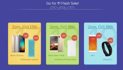 Diwali flash sale: Xiaomi to offer Redmi 3S Prime, Redmi Note 3 at Rupee 1