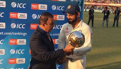 Proud moment for Virat Kohli as Sunil Gavaskar hand-overs the ICC Test Mace – WATCH