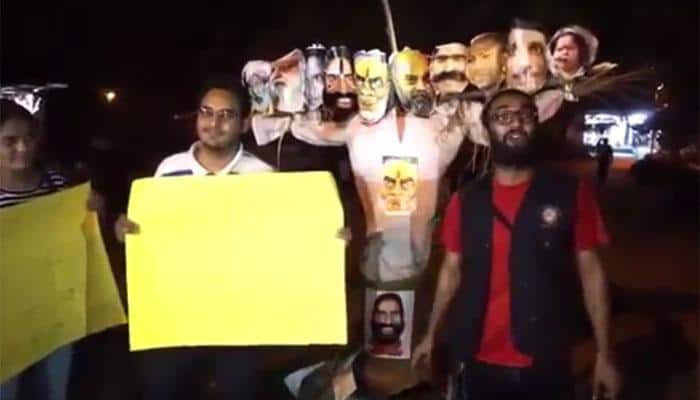 NSUI claims responsibility for burning PM Narendra Modi&#039;s effigy as &#039;Ravan&#039; in JNU, video goes viral