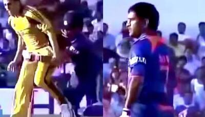 MS Dhoni's destroys Australian bowlers after Mitchell Johnson blocks his way - WATCH