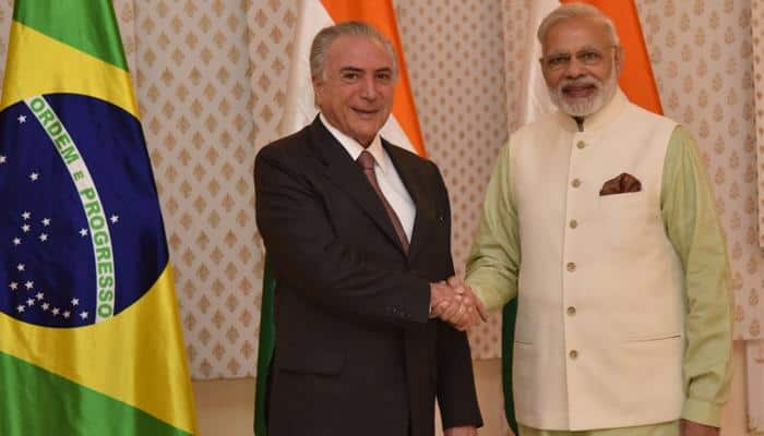 PM Narendra Modi meets Brazilian President Michel Temer in Goa, thanks him for support in fighting terror