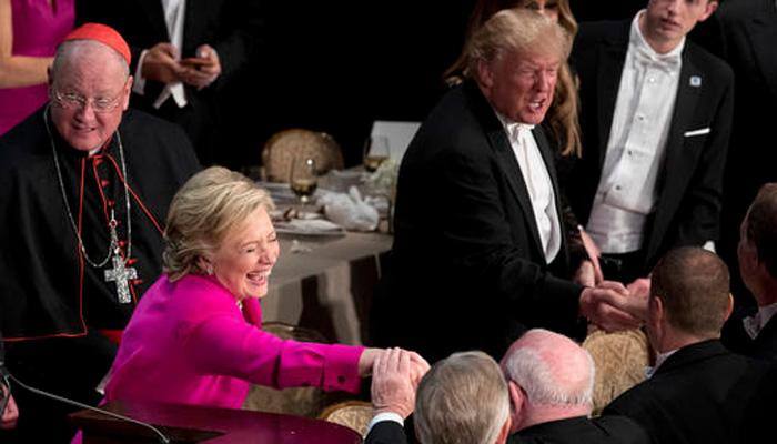 Donald Trump, Hillary Clinton exchange acid jokes at New York dinner