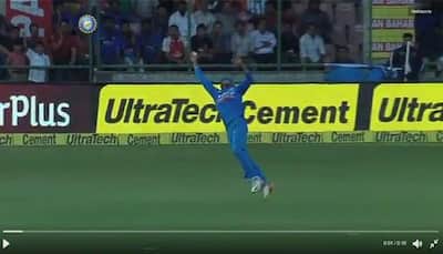 MS Dhoni reacts in astonishment as Axar Patel takes a stunning one-handed catch - VIDEO