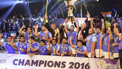 India made history by lifting Kabaddi World Cup title for 3rd successive time, beat Iran 38-29 in Ahmedabad final