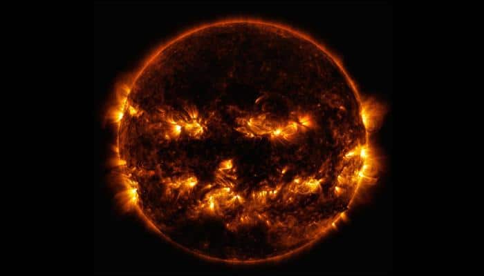 NASA begins preparations for Halloween, gives the sun a jack-o&#039;-lantern makeover! - See pic