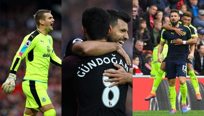 EPL Roundup: Man City, Arsenal forge ahead; Tom Heaton heroics thwart 10-man Man Utd