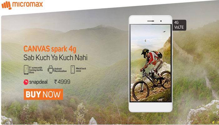 Micromax launches 4G/LTE-enabled Canvas Spark 4G for Rs 4,999