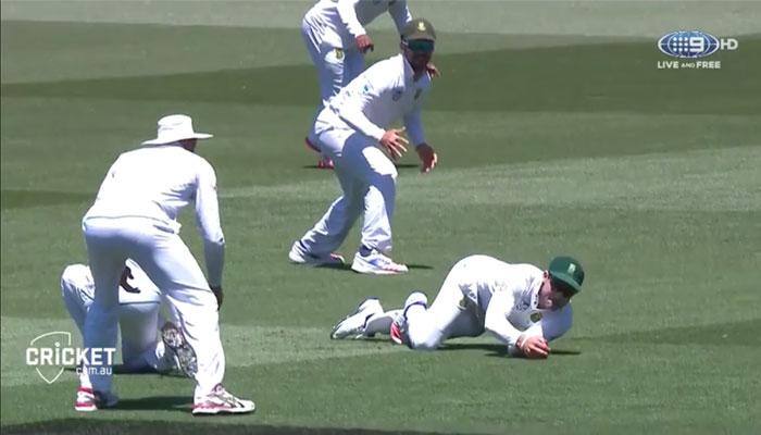 Opinions divided on Dean Elgar's catch which sent Matt Renshaw packing at Adelaide – Video
