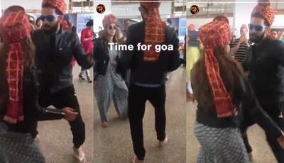 Newly-wed couple Yuvraj Singh and Hazel Keech perform `bhangra` at Goa airport – Viral video