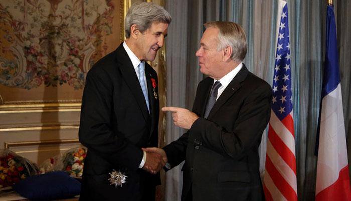 US Secretary of State John Kerry given France`s highest honour 'The Legion d`Honneur' award for peace