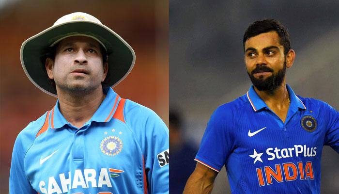 Magical Virat Kohli following master Sachin Tendulkar's footsteps with a golden bat in his hand