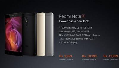 Xiaomi Redmi Note 4 launched in India at Rs 9,999; to be available from January 23