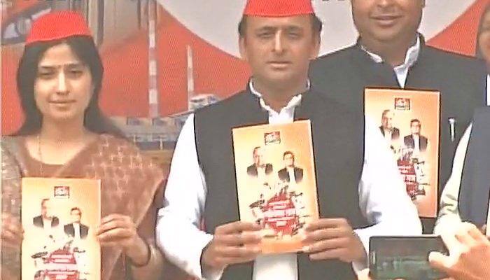 UP Assembly Elections: Akhilesh Yadav with wife Dimple releases Samajwadi Party's manifesto; Mulayam Singh skips event