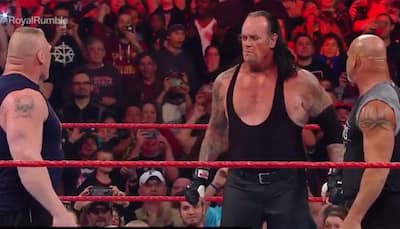 WATCH: Epic Staredown between Goldberg, The Undertaker and Brock Lesnar at WWE Raw