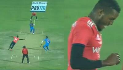 WATCH: Chris Jordan hurts his hand while trying to stop bullet shot from MS Dhoni during 1st T20I