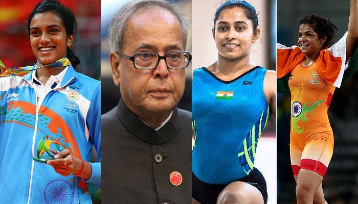 President Pranab Mukherjee lauds PV Sindhu, Sakshi Malik, Dipa Karmakar&#039;s performances at Rio Olympics