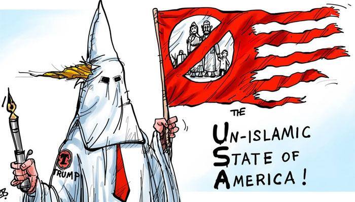 Middle East cartoonists show anger over Donald Trump&#039;s visa ban