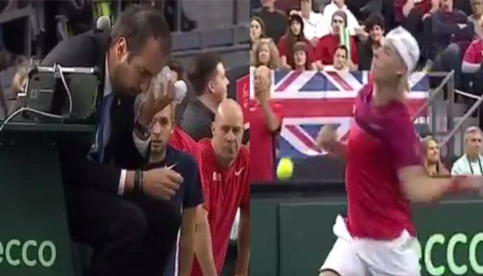 WATCH: Canada's Denis Shapovalov smashes tennis ball in chair umpire’s eye during Davis Cup tie