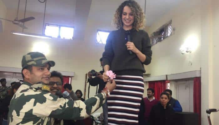 Kangana Ranaut visits BSF headquarters in Jammu; shakes a leg with jawans! 