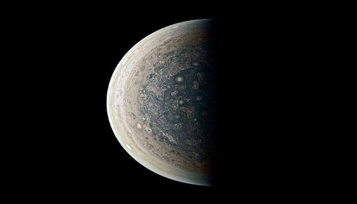 NASA&#039;s Juno reveals Jupiter&#039;s south pole and its swirling atmosphere in enhanced colour!