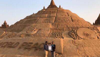 Sudarsan Pattnaik creates tallest sand castle at Puri beach; sets new Guinness World Record!
