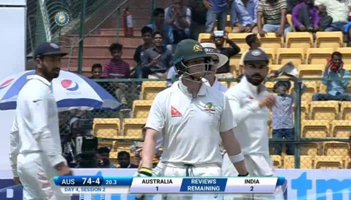 Watch: Steve Smith caught red-handed of seeking dressing room favour over DRS