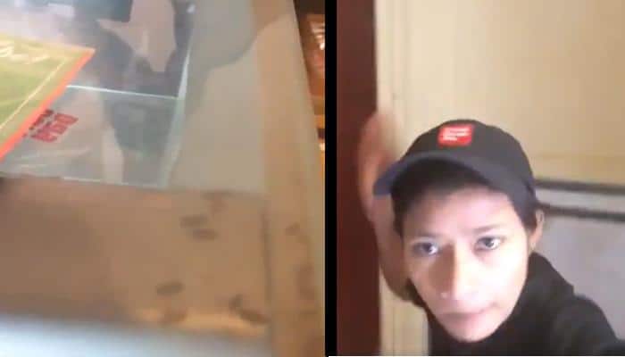 Boy spots cockroaches in Cafe Coffee Day fridge, lady staff slaps him for complaining, recording video