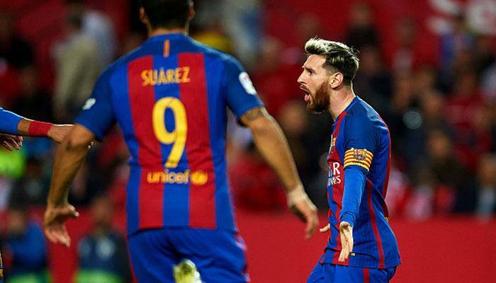 La Liga: Lionel Messi&#039;s double, Luis Suarez&#039;s stunner guide Barcelona to 3-0 win over Sevilla