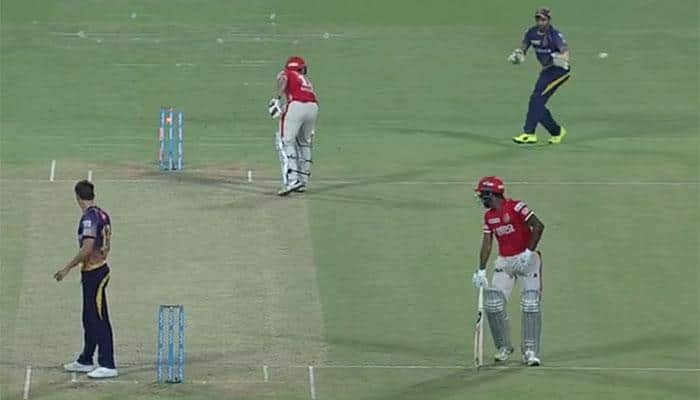 IPL 2017: Gautam Gambhir's KKR concede four runs despite hitting stumps twice — MUST WATCH