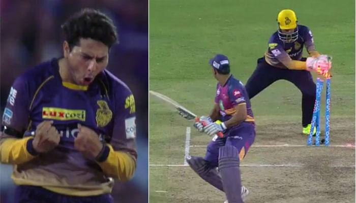 WATCH: Kuldeep Yadav flummoxes MS Dhoni with peach of a delivery during RPS vs KKR IPL 2017 match