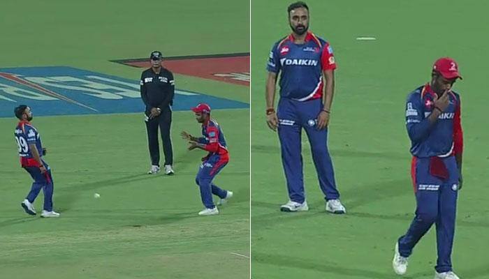 IPL 2017: Watch epic Amit Mishra-Sanju Samson stare down after comical dropped catch of Robin Uthappa — VIDEO