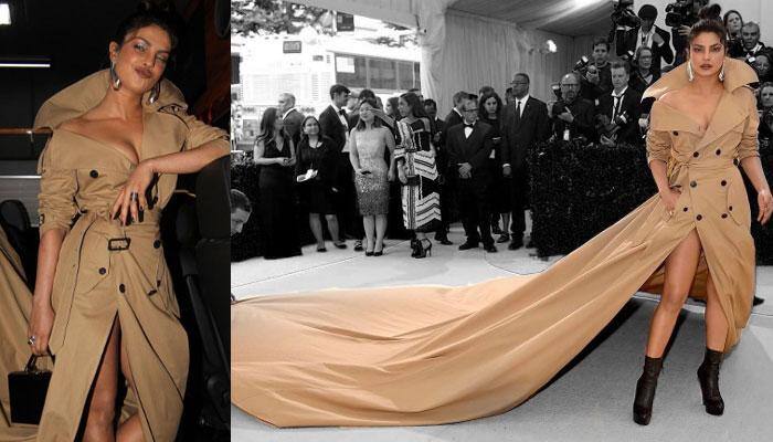 Priyanka Chopra&#039;s sweepy Ralph Lauren trench coat trail dress is cracking up Twitterati and how! 