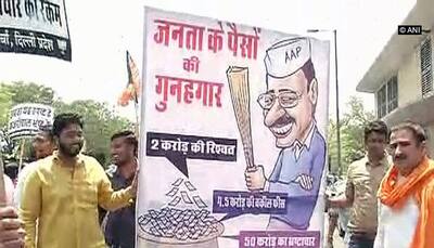 AAP crisis: BJP youth wing activists protest near Kejriwal residence
