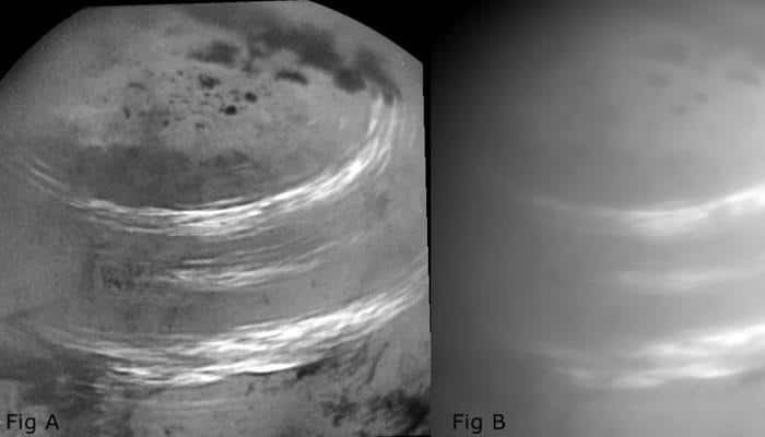 Cassini spots &#039;bands of bright clouds&#039; drifting across Saturn&#039;s moon Titan