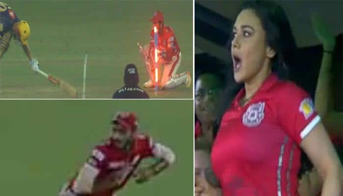 WATCH: Preity Zinta&#039;s priceless reaction after Chris Lynn&#039;s dismissal during KXIP vs KKR match in IPL 10