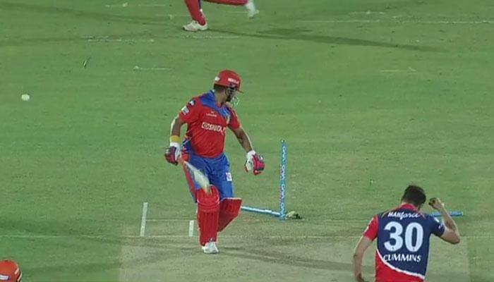 WATCH: Gujarat Lions captain Suresh Raina loses his wicket in shameful fashion to Pat Cummins