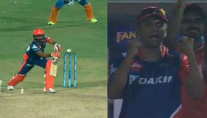 WATCH: Rahul Dravid&#039;s animated celebration as Amit Mishra seals thrilling win for Delhi Daredevils with unbelievable stroke