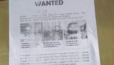 J&K Police release posters of LeT, Hizbul Mujahideen terrorists involved in killing of Army officer Lt Ummer Fayaz 