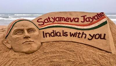 Sand sculpture created welcoming ICJ verdict on Kulbhushan Jadhav