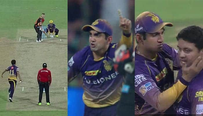 WATCH: Gautam Gambhir&#039;s reaction post David Warner dismissal that caught Piyush Chawla off guard